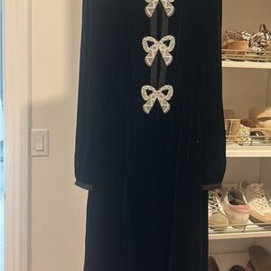 Saloni black velvet bow Dress